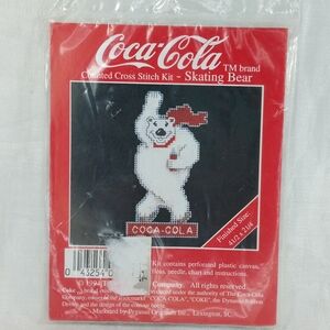 Coca-Cola Counted Cross Stitch KIT Skating Bear Coke Polar Bear 4.5" x 2.25" NOS